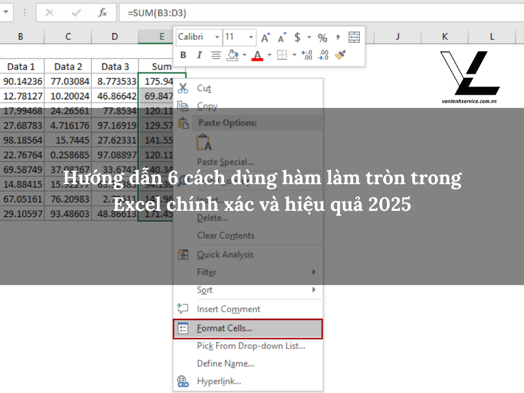 hàm làm tròn trong excel