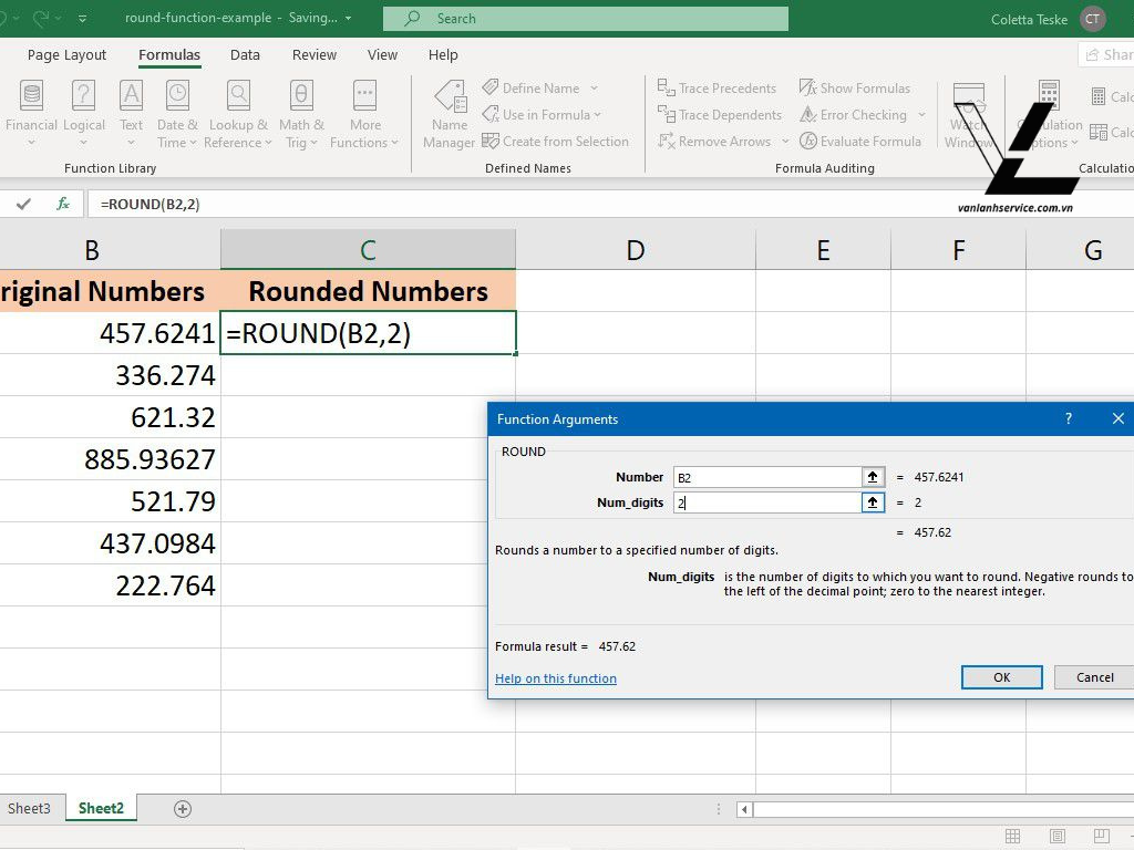 hàm làm tròn trong excel