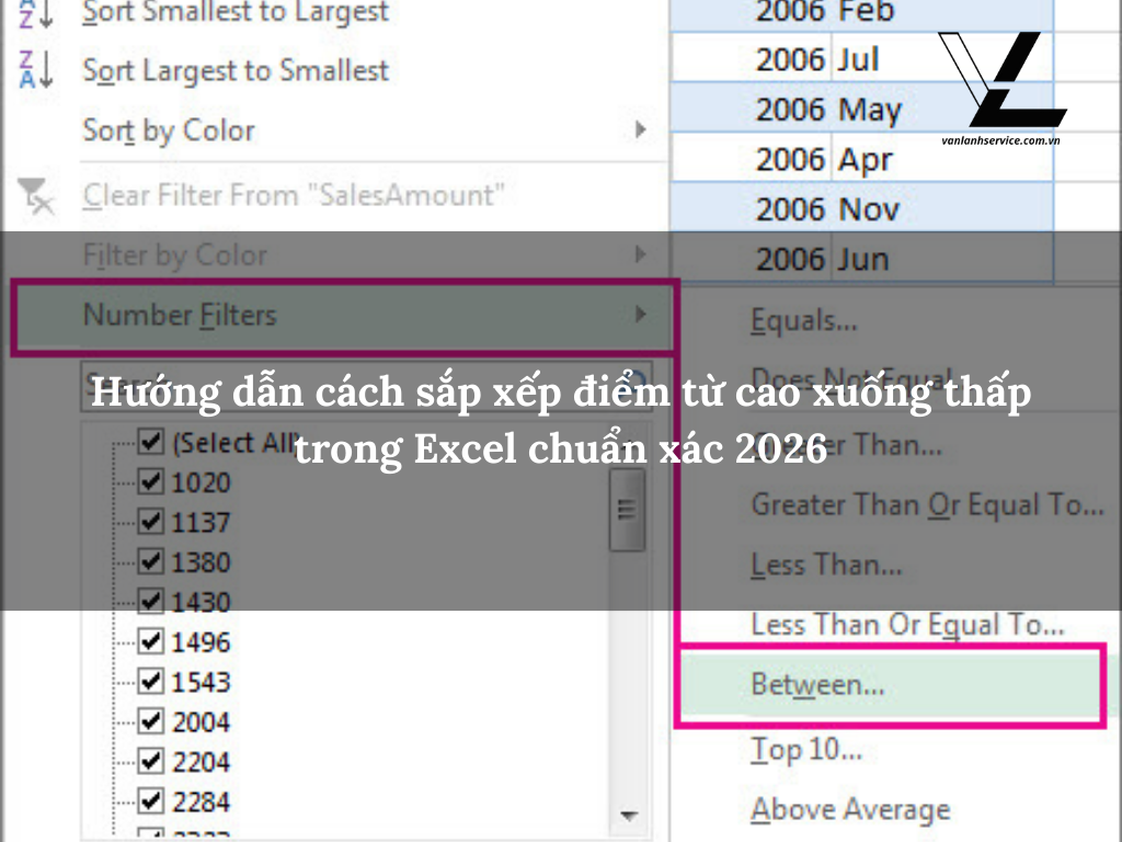 cách sắp xếp điểm từ cao xuống thấp trong excel